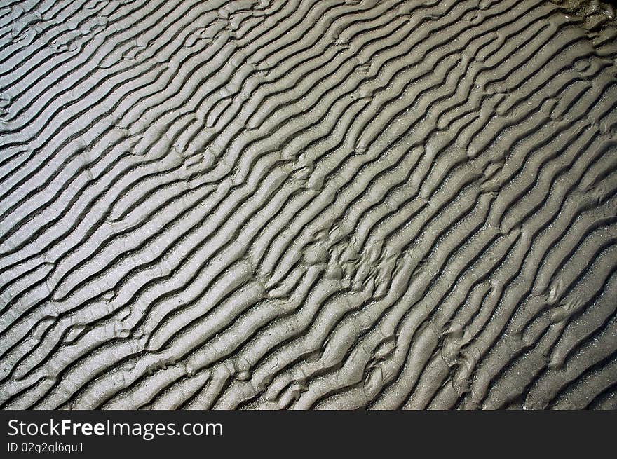 Close up of Wet Sand Waves, Sand Strips. Close up of Wet Sand Waves, Sand Strips.