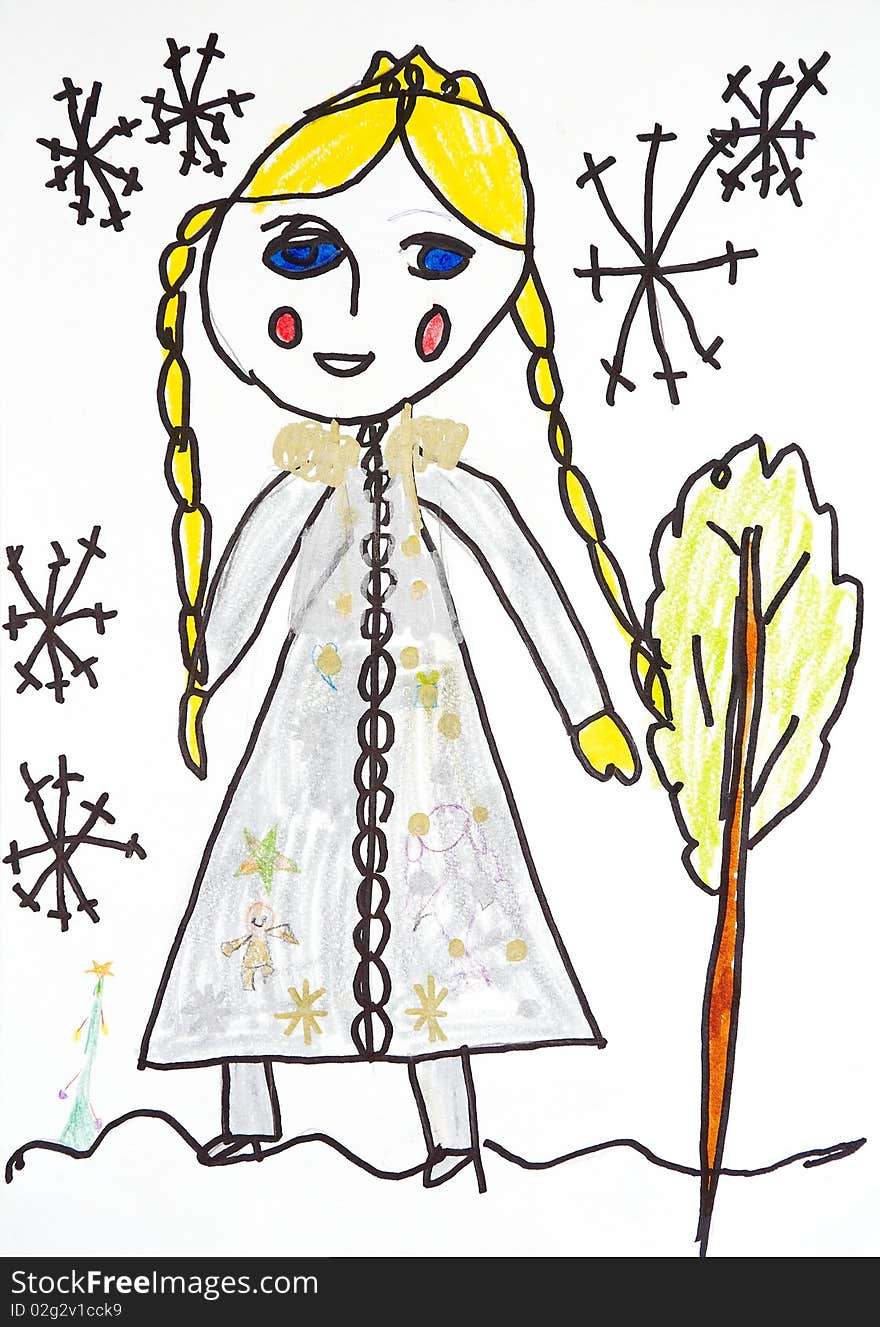 Snow Maiden in the winter forest