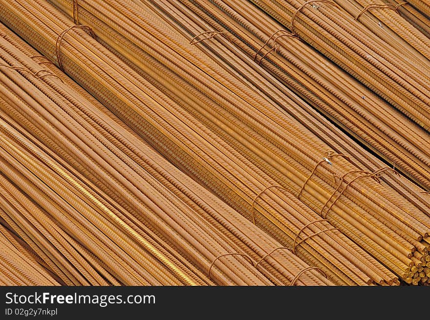 A lot of rusty iron bars at a construction site