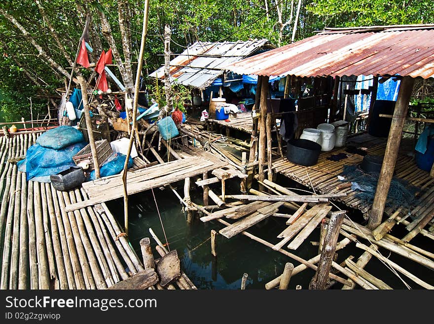 Huts in a small fishermans village