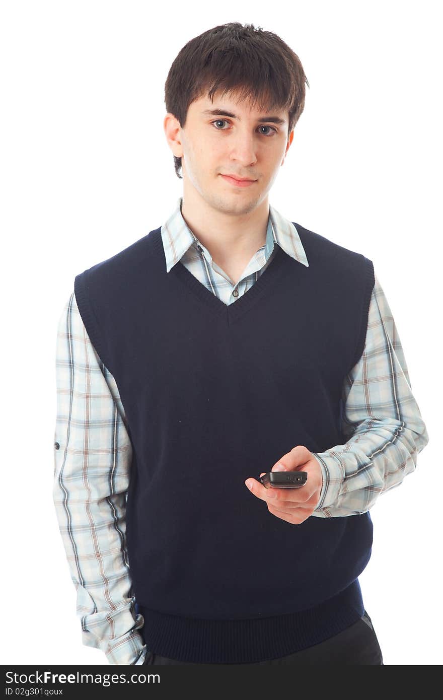 The young businessman isolated on a white background