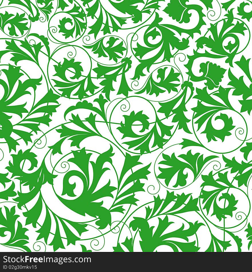 Green flower seamless pattern