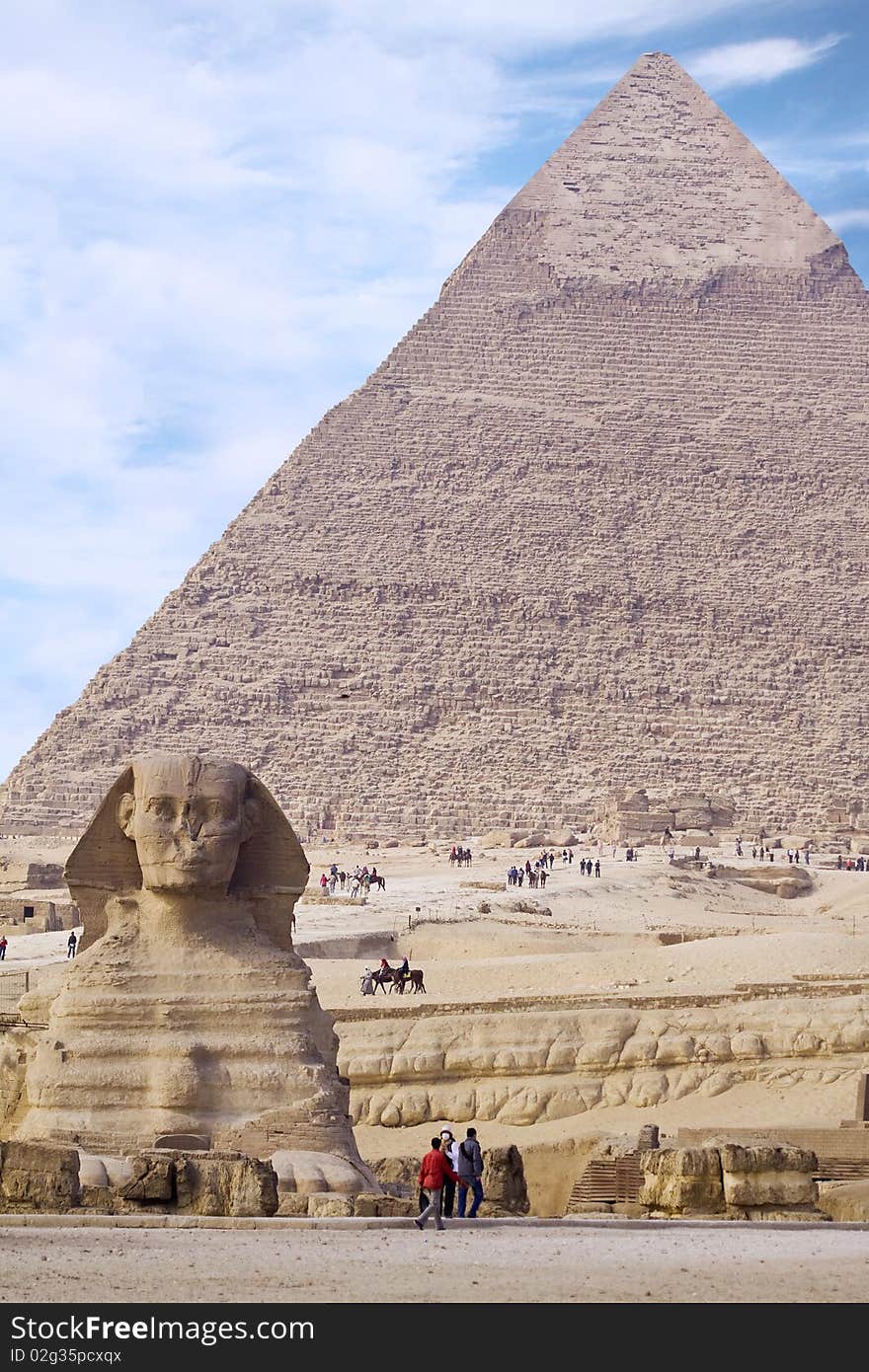 Egyptian Sphinx with pyramid