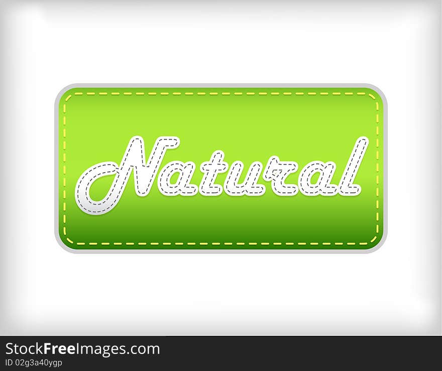 Natural green sticker. Vector art