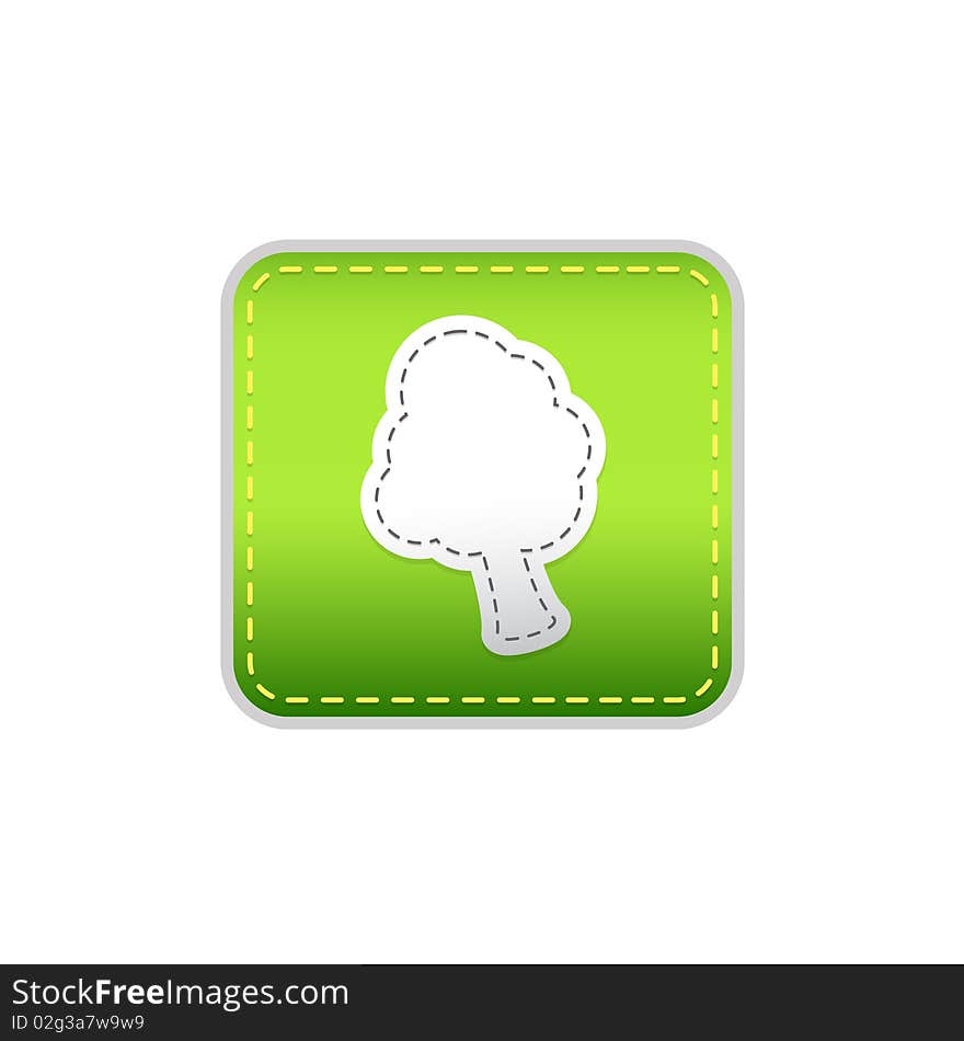 Tree green sticker. Vector art