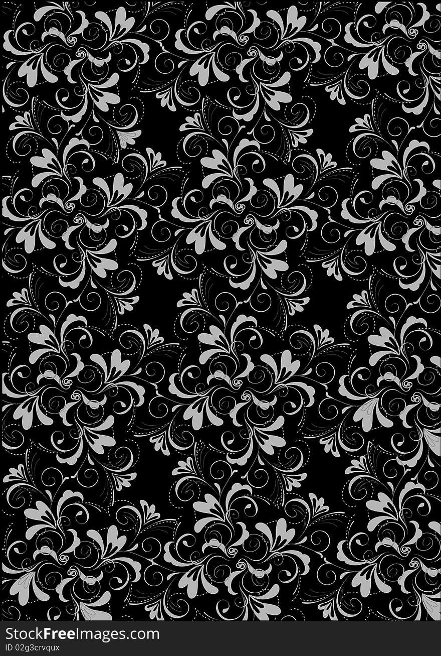 Black flower seamless background