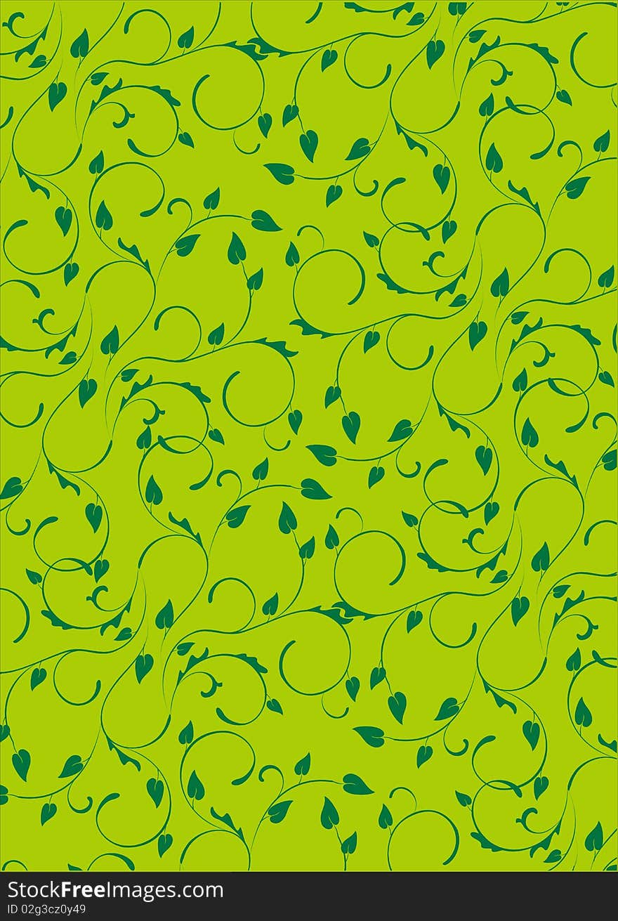 Illustration drawing of green flower seamless background