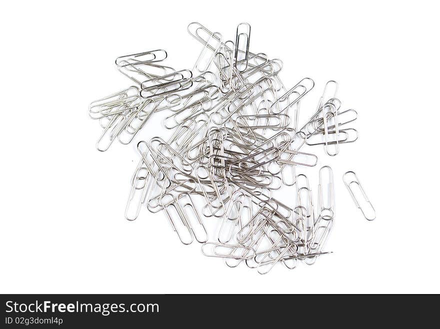 Paper clips on white background