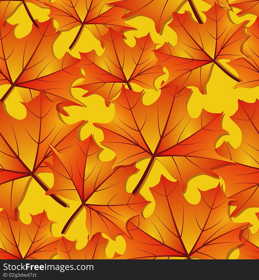 Graphic illustration of Seamless Autumn Maple Leaf Pattern