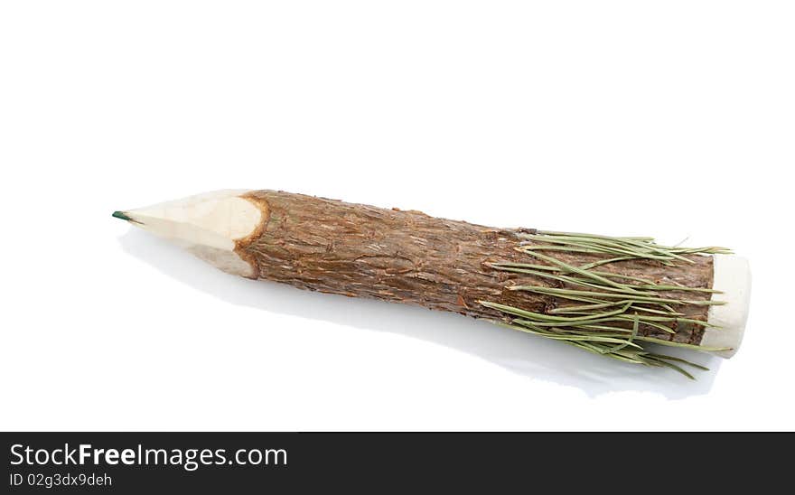 Wooden pencil on white background