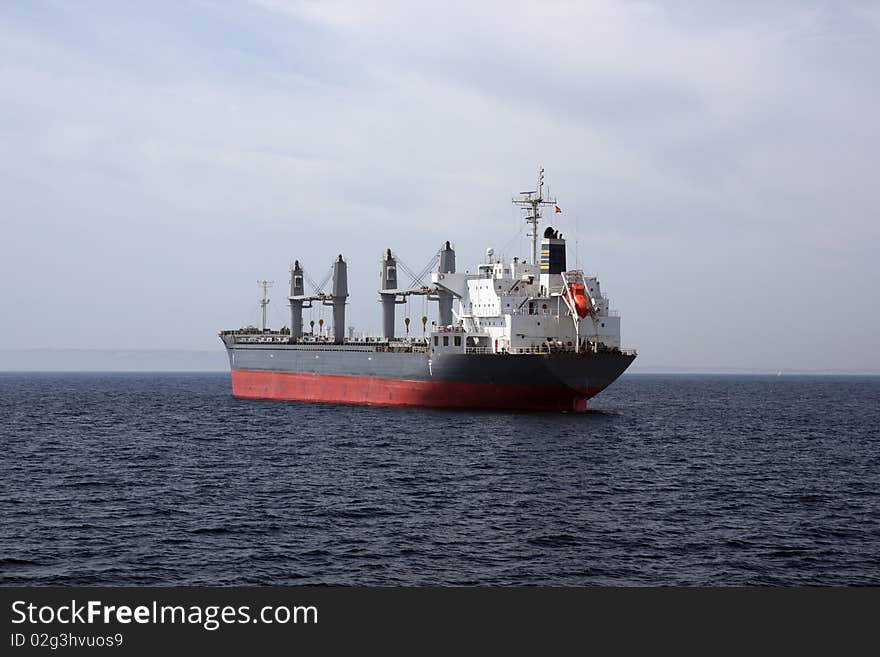 Bullcarrier merchant anchored in Alicante Bay