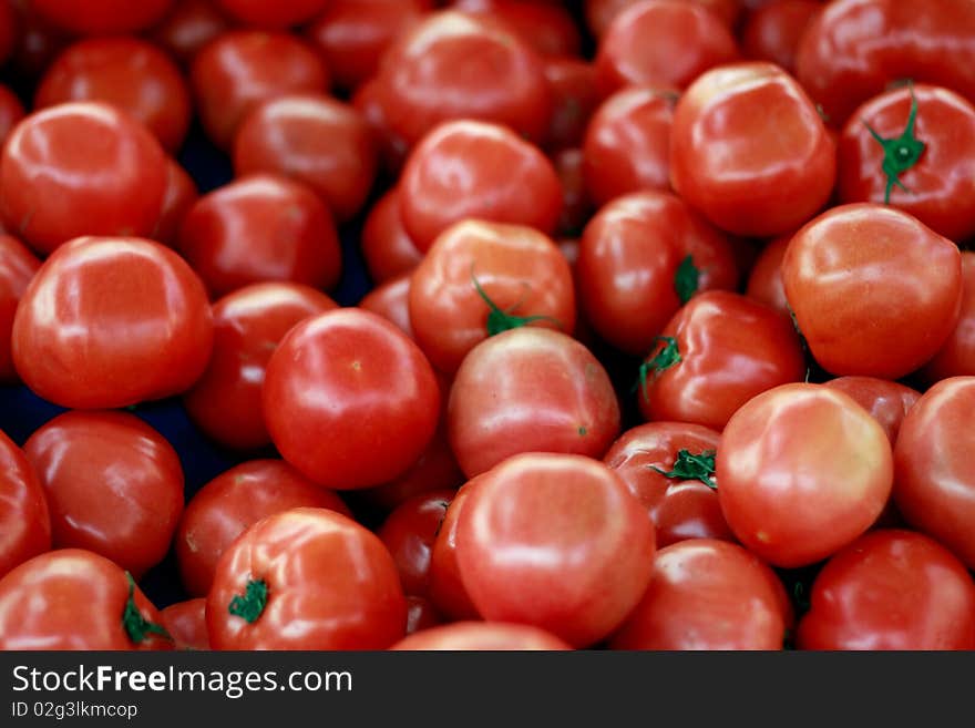 Tomatoes at the market for sale