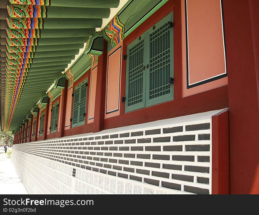 Wall of Ancient Building at the Palace of Korea