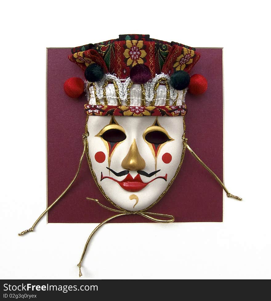 Carnival Mask - burgundy square on a white background. Carnival Mask - burgundy square on a white background