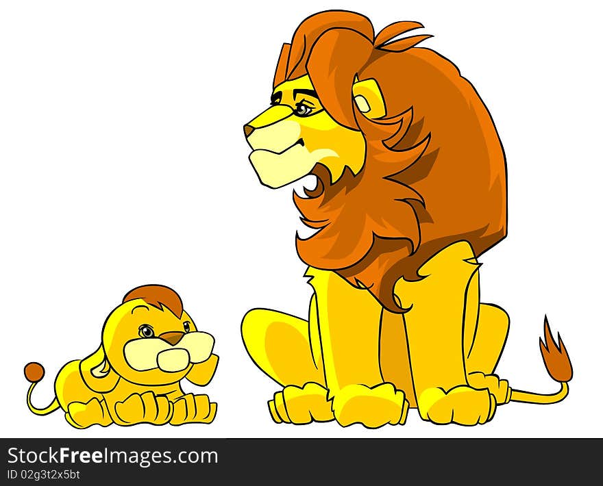 Father Lion And His Little Son