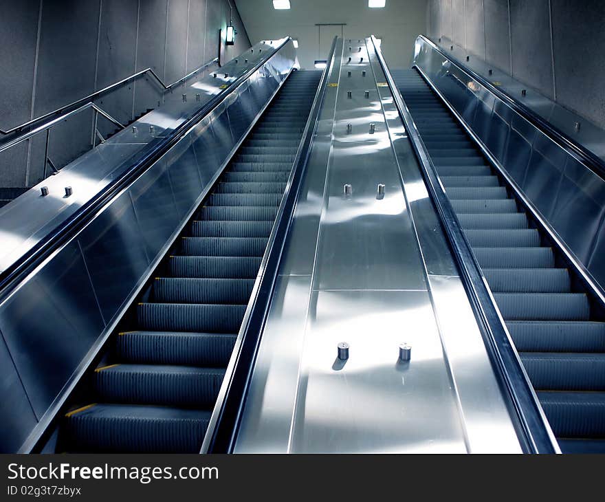 Escalator stairway in the montreal metro. Escalator stairway in the montreal metro