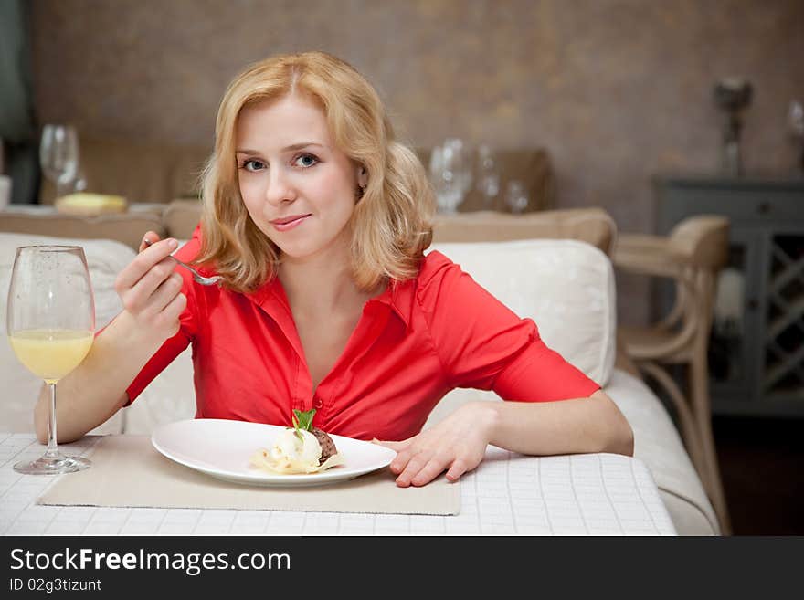 Young Woman In Cafe