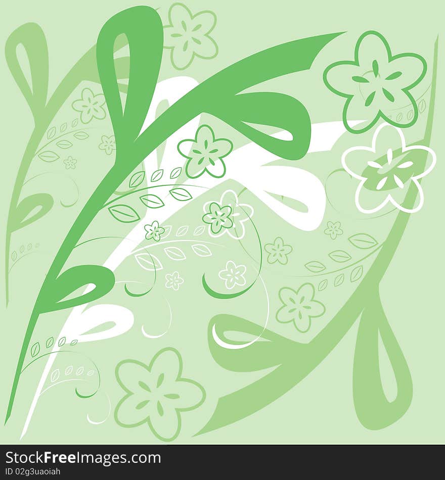 Vector background with a simple floral pattern of green. Vector background with a simple floral pattern of green