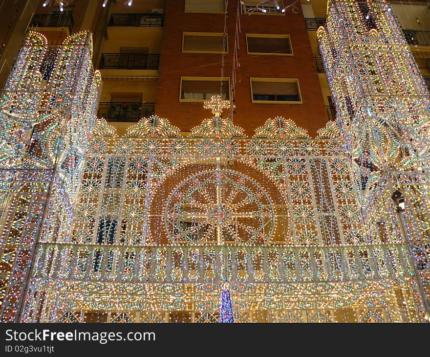 Street of Valencia with lights of colors. Street of Valencia with lights of colors