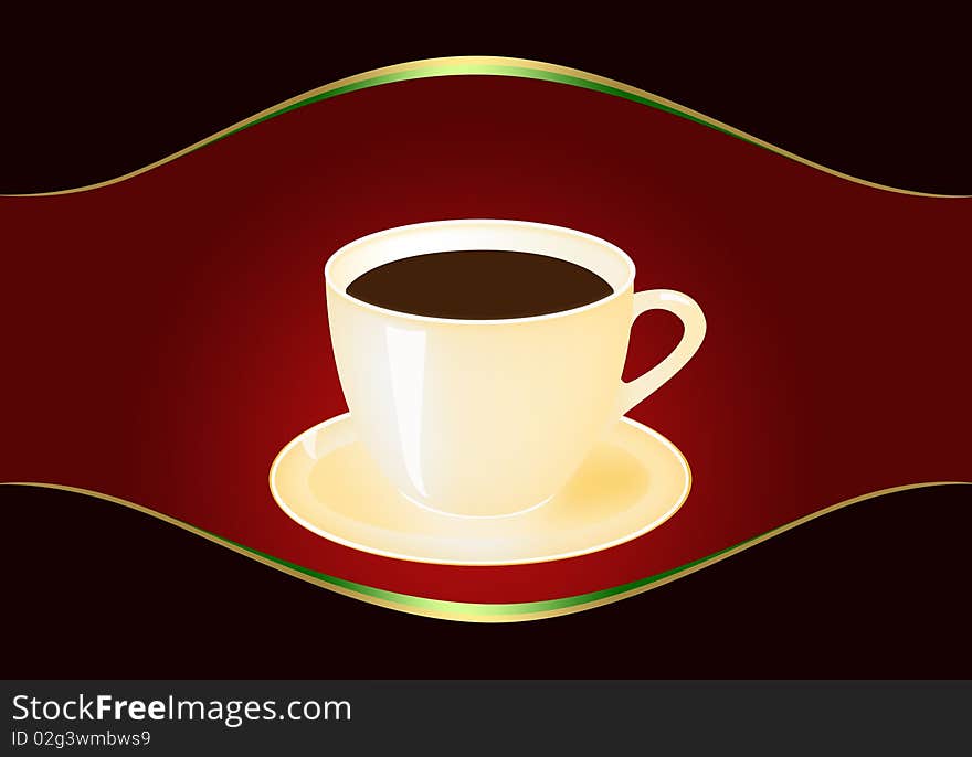 Mug of coffee on an abstract background