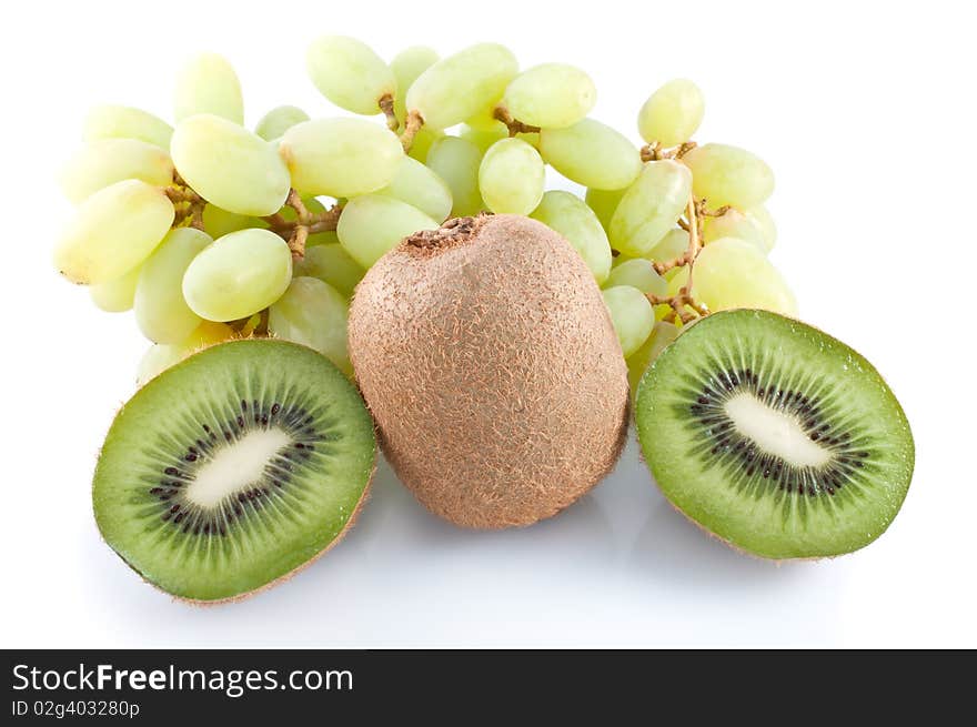 Cluster Of Grapes And Kiwi Fruit