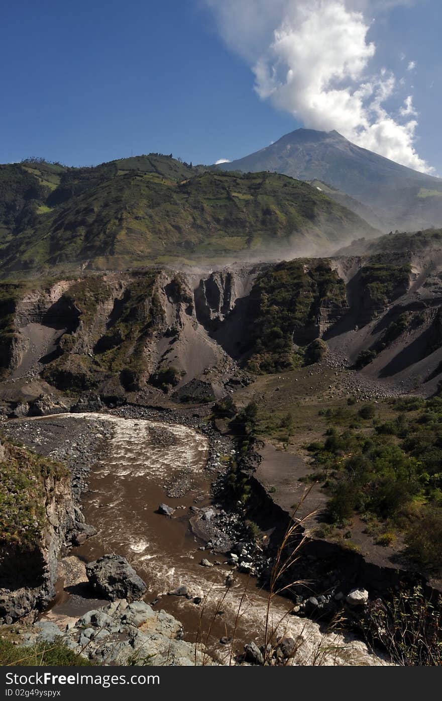 Small eruptions of a vulcano Tungurahua in Ecuador