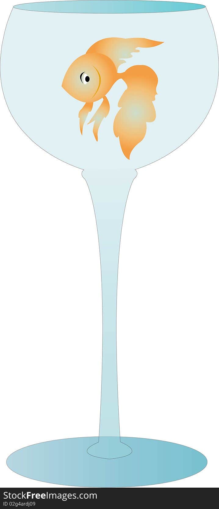 Vector illustration of goldfish in glass. Vector illustration of goldfish in glass