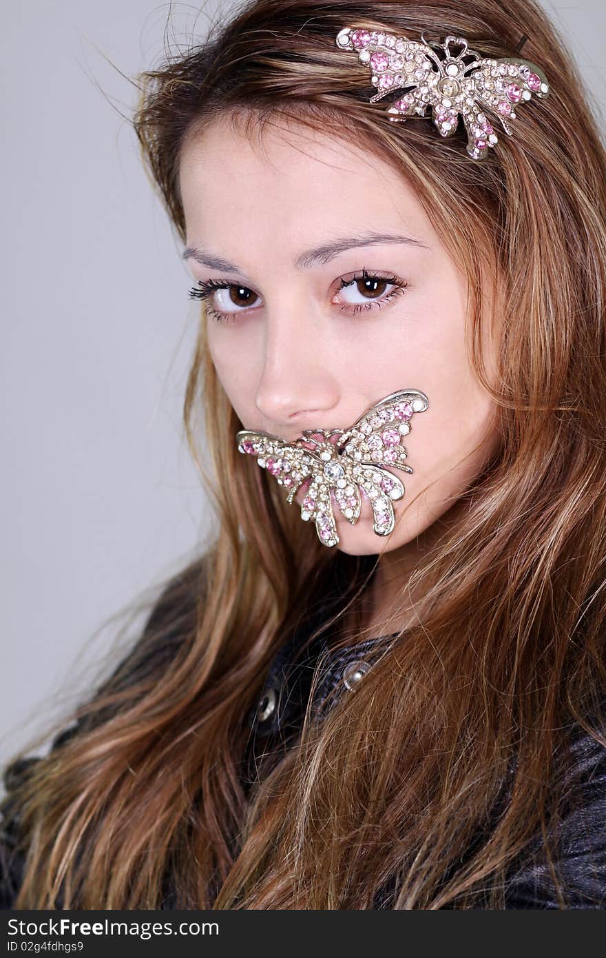 Butterfly woman studio isolated shot. Butterfly woman studio isolated shot