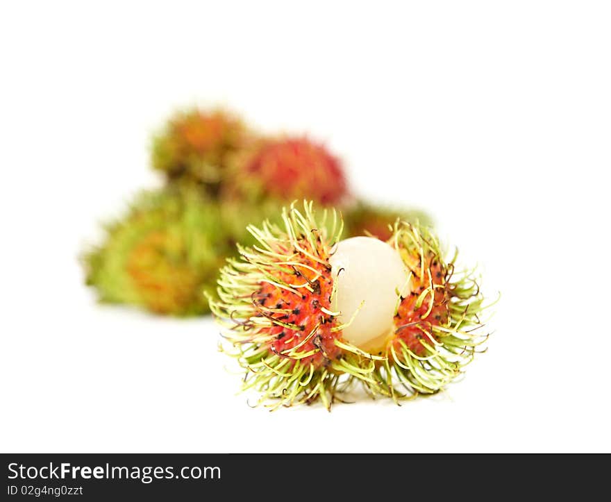 Exotic Thai fruit Rambutan or Ngo isolated on white