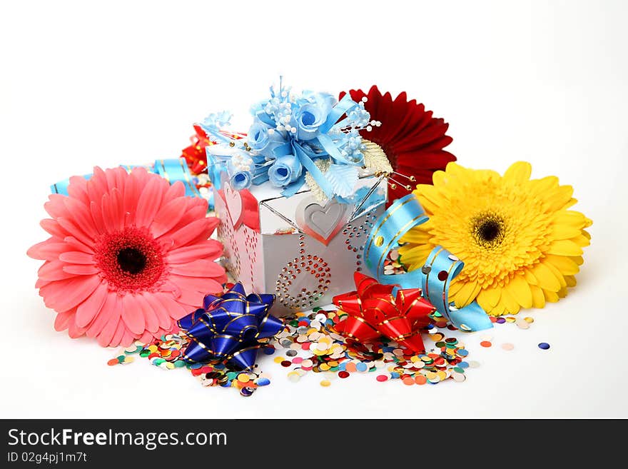 Gift and flowers