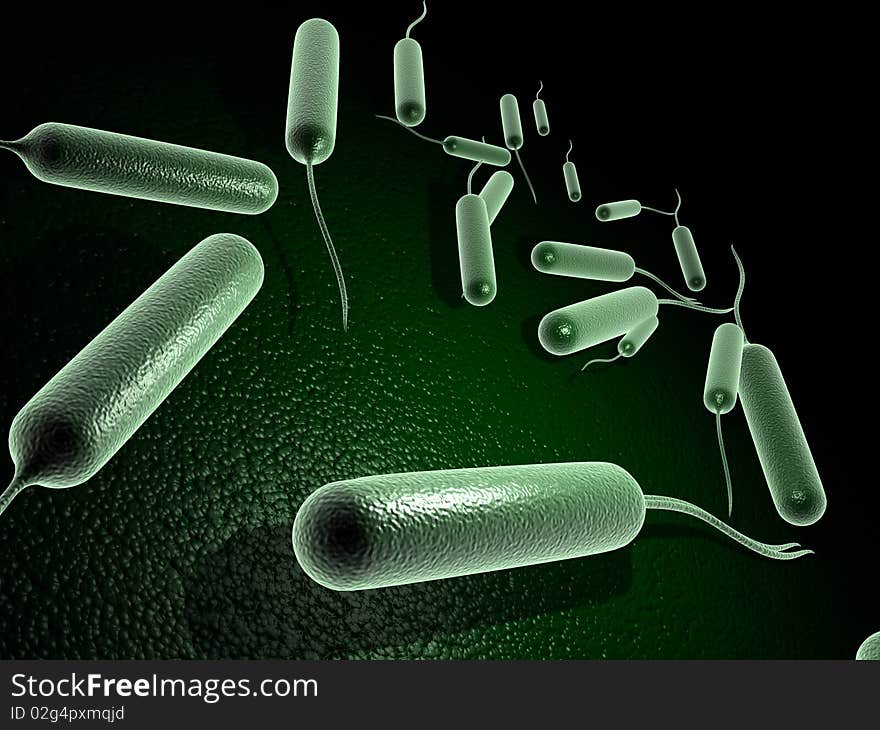 Digital illustration of coli bacteria in 3d on digital background