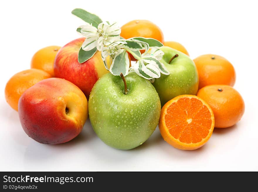 Ripe fruit  on a white background