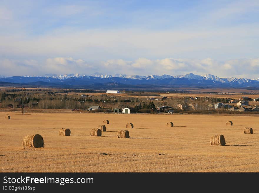 Farm near mountains