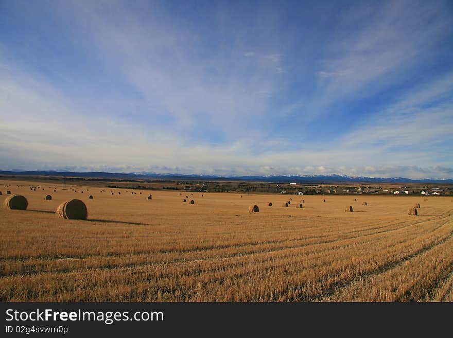 Farm near mountains