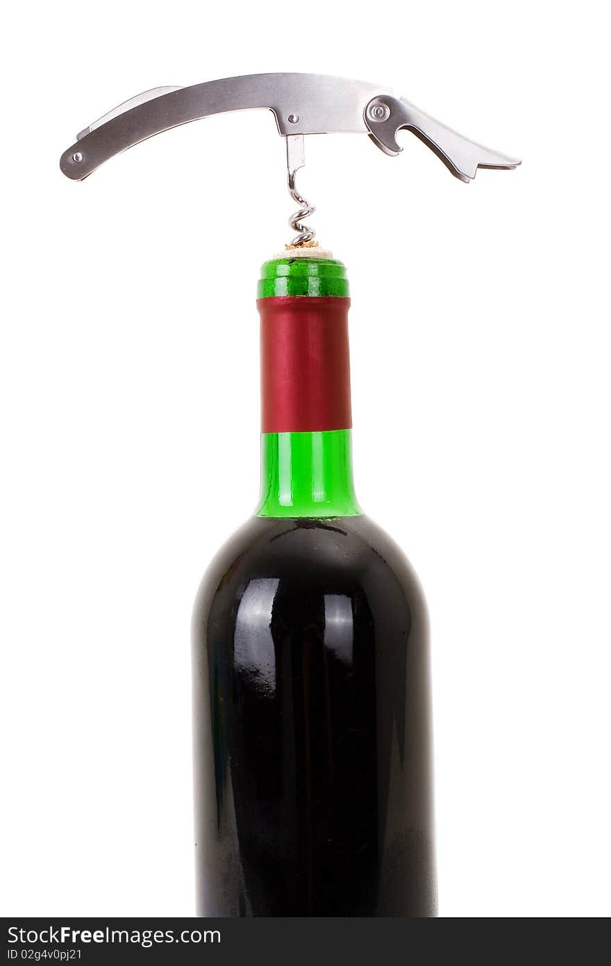 Series. A wine bottle isolated on a white background