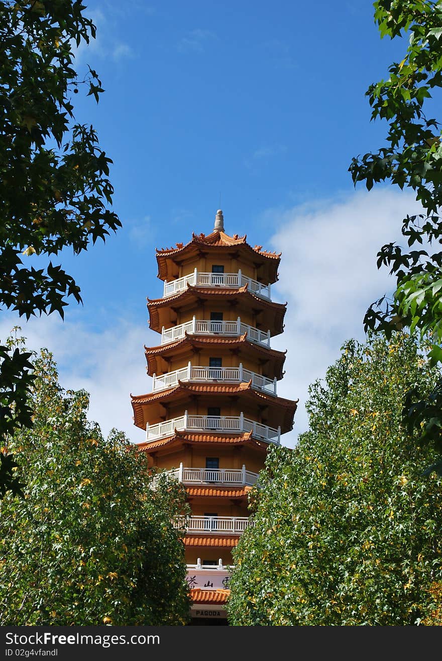 Chinese Pagoda in Nan Tien Temple in Wollongong, New South Wales, Australia