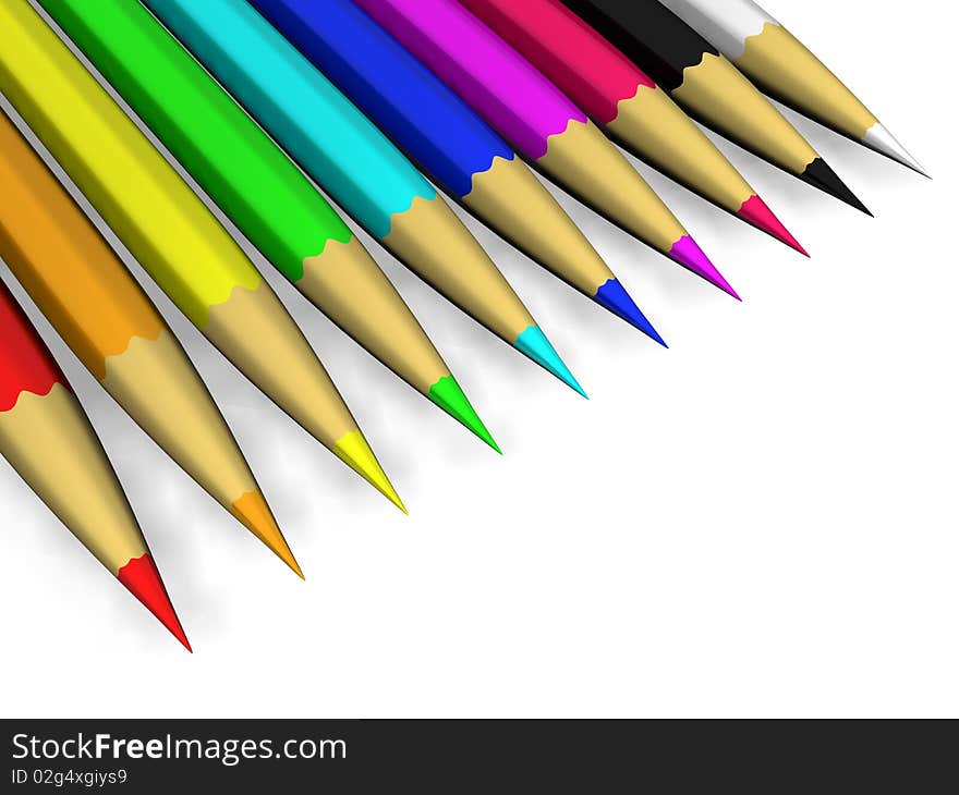 Colorful crayons isolated over a white background