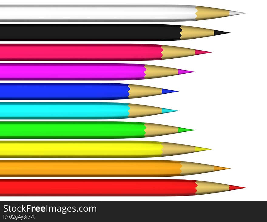 Colorful crayons isolated over a white background