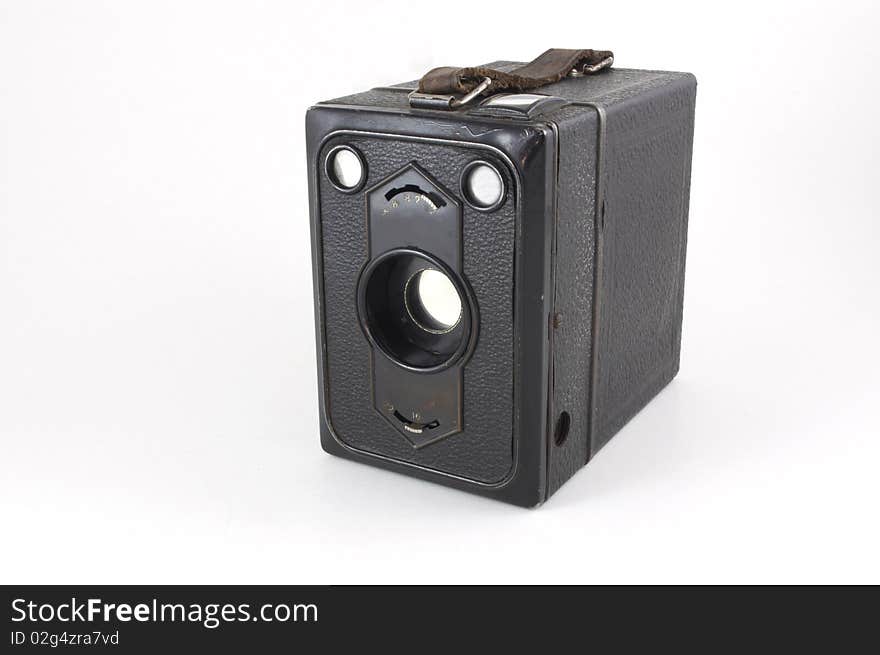 Antique camera isolated on white background.