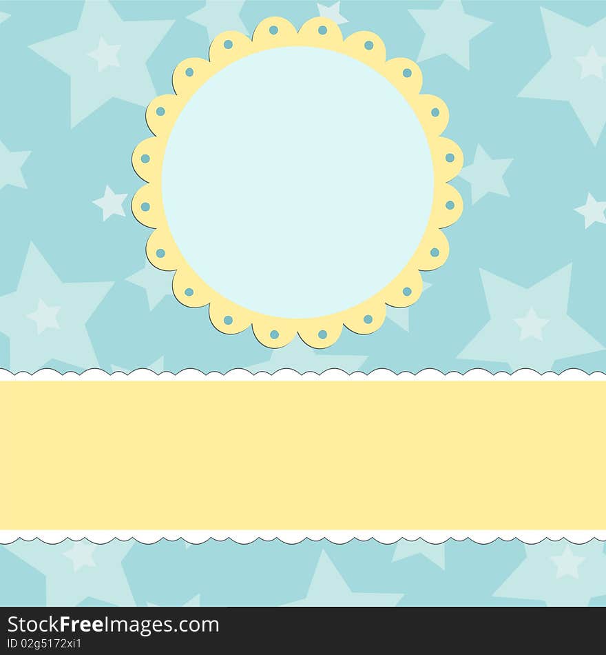 Blank template for greetings card in blue colors