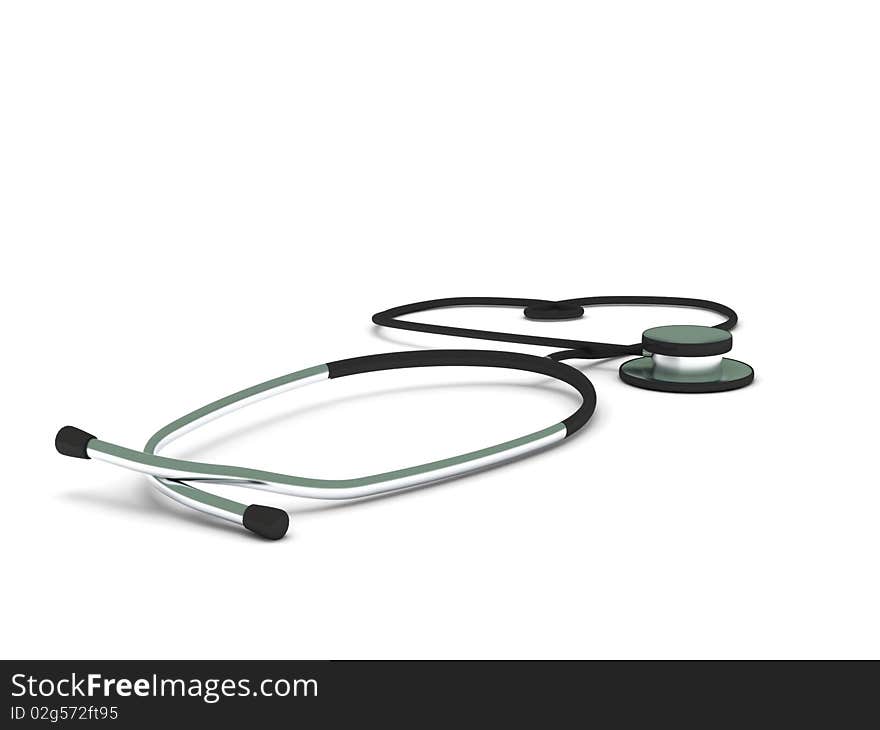 Black stethoscope isolated on white background. High quality 3d render.