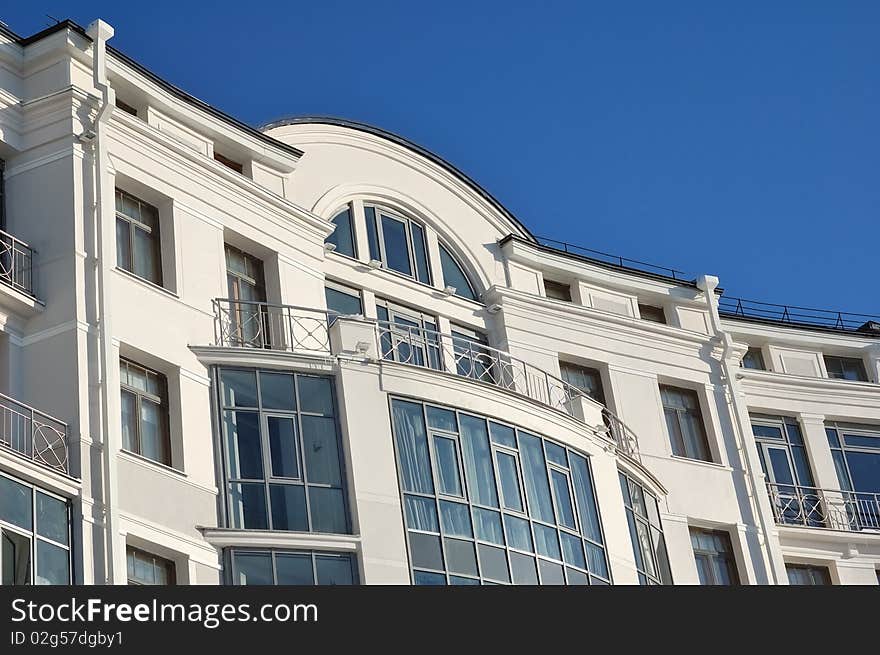 Modern building with blue sky on background