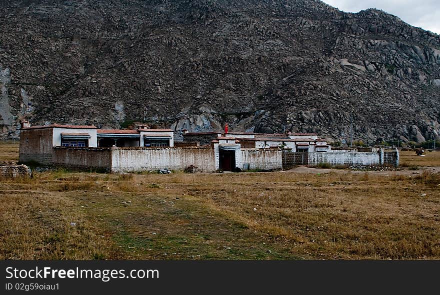 Scenery of farmhouse in Tibet