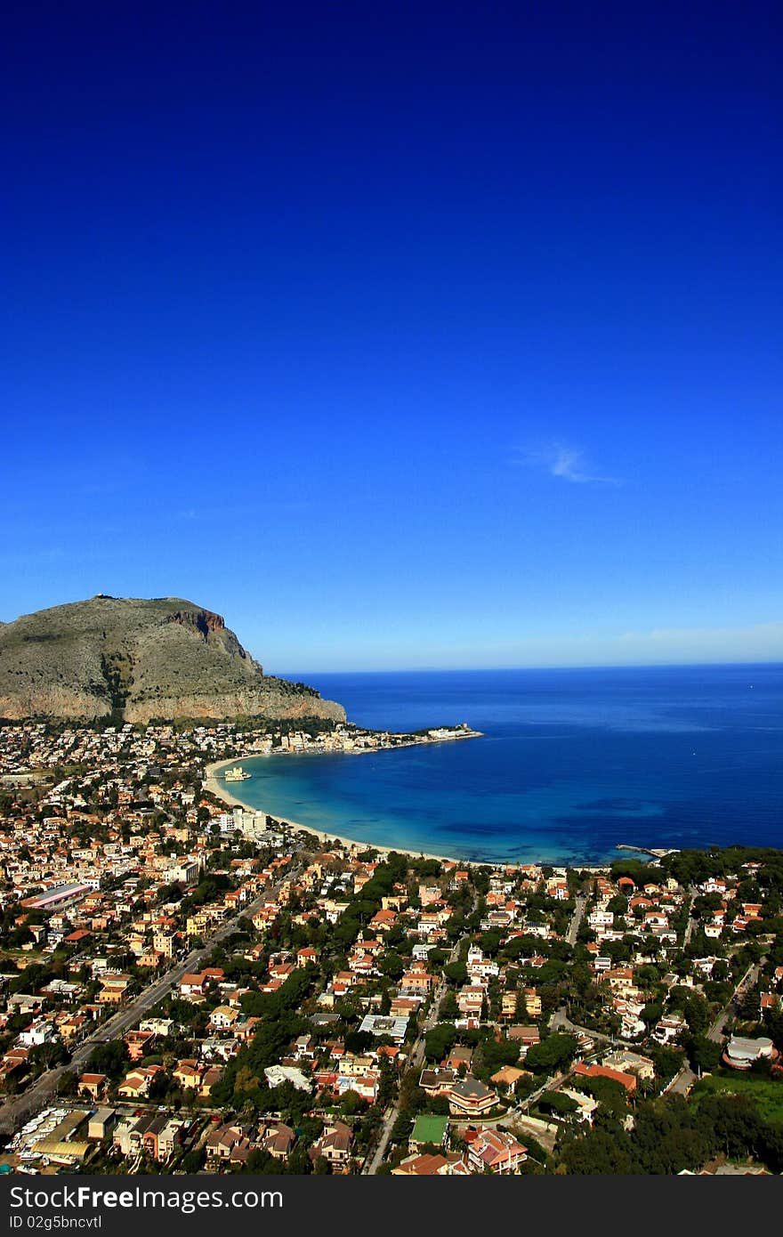 Palermo ciy. Mondello beach Island of Sicily. italy. Palermo ciy. Mondello beach Island of Sicily. italy