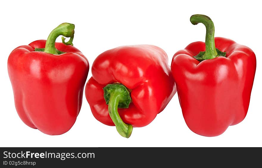 Red peppers on a white background. Isolated.