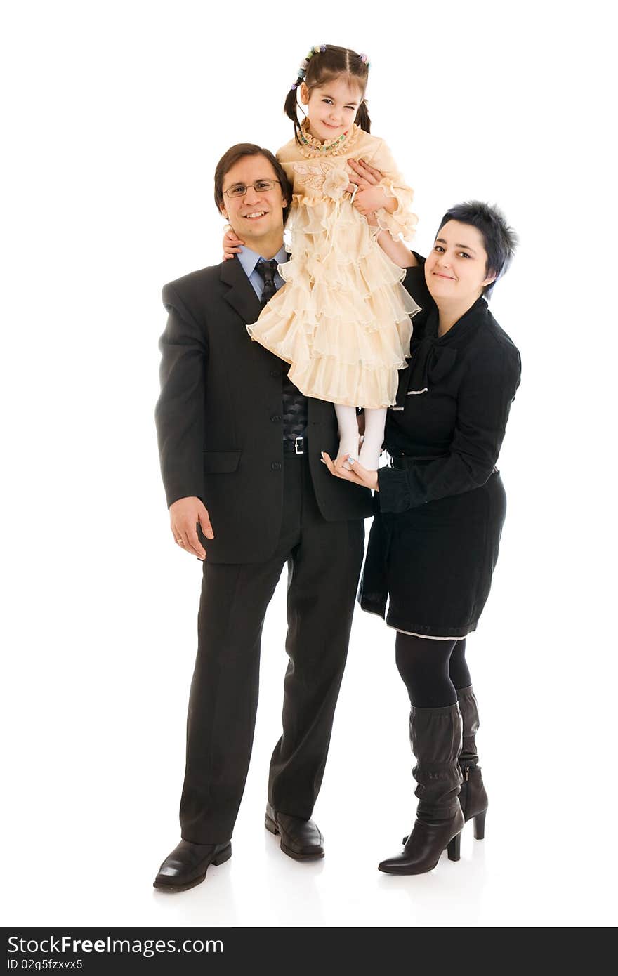 Happy family isolated on a white background