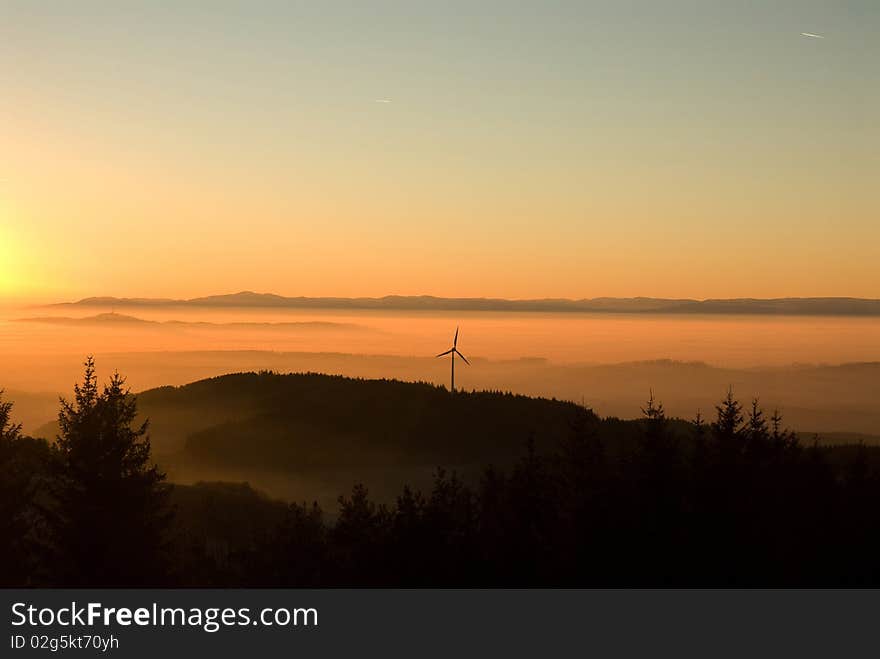 Evening over Black Forest towards the Vosges. Evening over Black Forest towards the Vosges