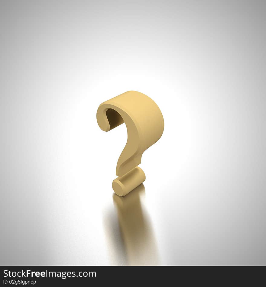 3d computer generate illustration of question mark on metal background