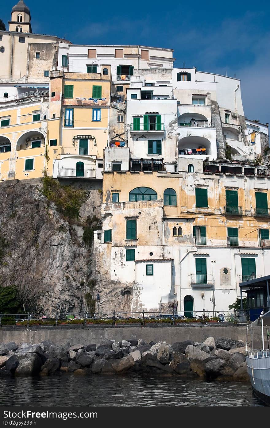 Houses in Amalfi coast in the Tyrrhenian Sea in Italy