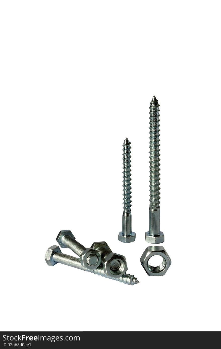 Assorted screws nuts and bolts. Stainless steel bolts
